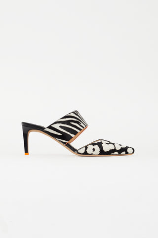 Jimmy Choo Black 
White Ponyhair Mule