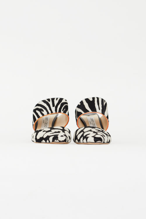 Jimmy Choo Black 
White Ponyhair Mule