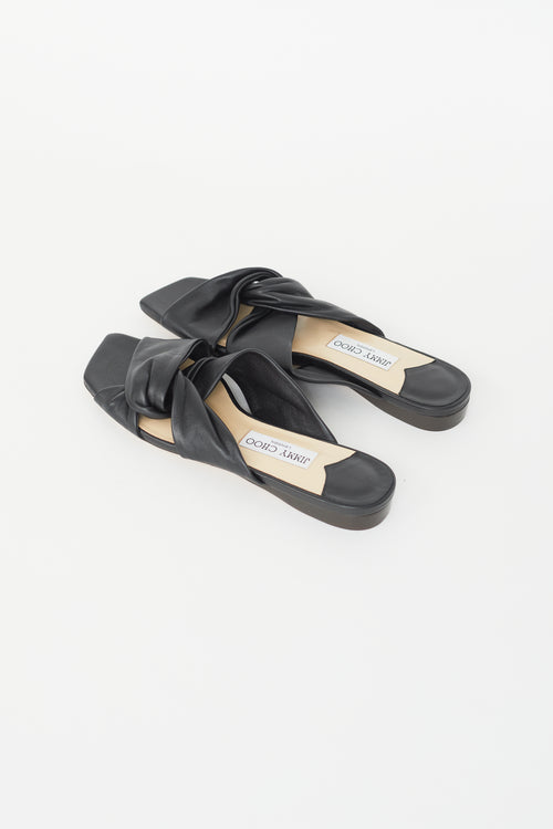 Jimmy Choo Black Leather Narisa Flat Sandal