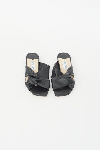 Jimmy Choo Black Leather Narisa Flat Sandal