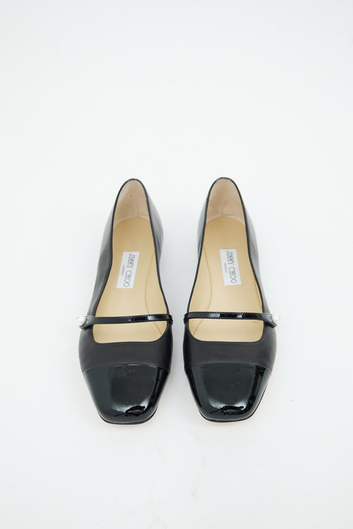 Jimmy Choo Black Leather Elisa Ballet Flat