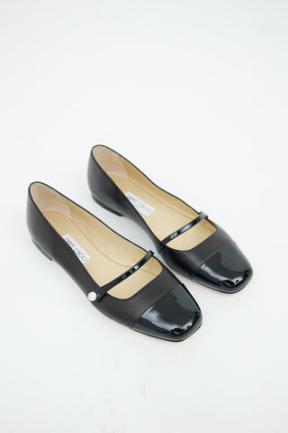 Jimmy Choo Black Leather Elisa Ballet Flat