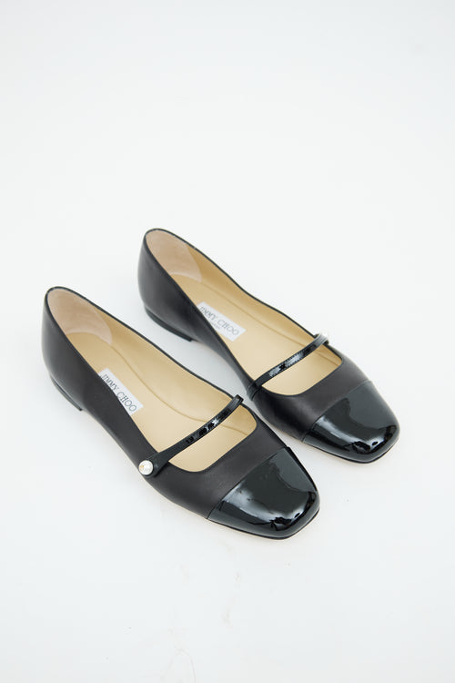 Jimmy Choo Black Leather Elisa Ballet Flat