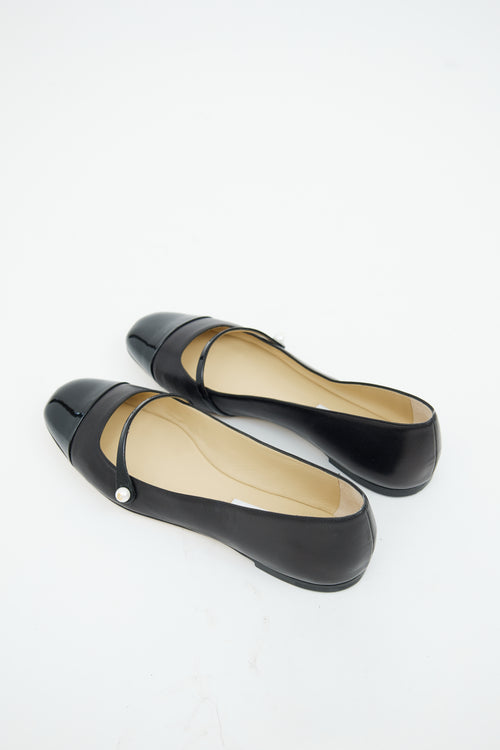 Jimmy Choo Black Leather Elisa Ballet Flat