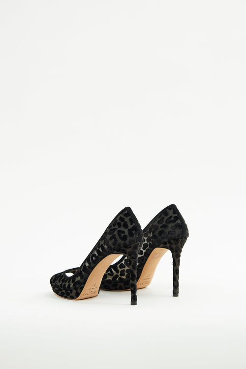 Jimmy Choo Black Print Peep Heel