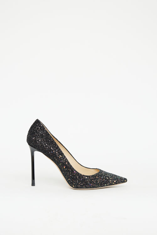 Jimmy Choo Black Multi Colour Glitter Pump