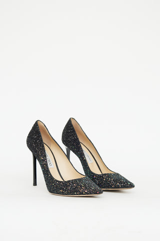 Jimmy Choo Black Multi Colour Glitter Pump