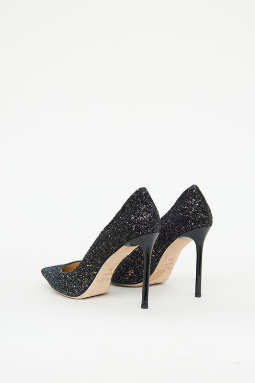 Jimmy Choo Black Multi Colour Glitter Pump