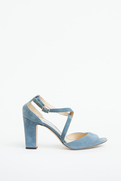 Jimmy Choo Blue Suede Heeled Sandal