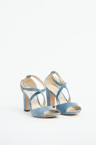 Jimmy Choo Blue Suede Heeled Sandal