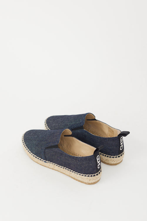 Jimmy Choo Navy Denim Lichi Espadrille Flat