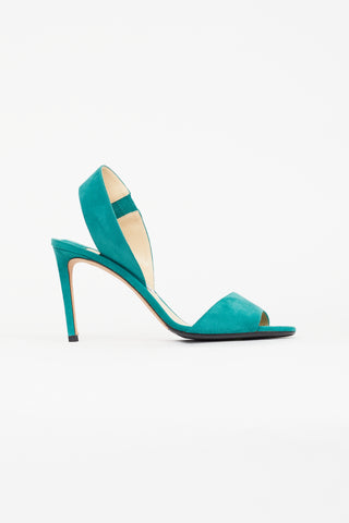 Jimmy Choo Green Sheila 85 Suede Heel