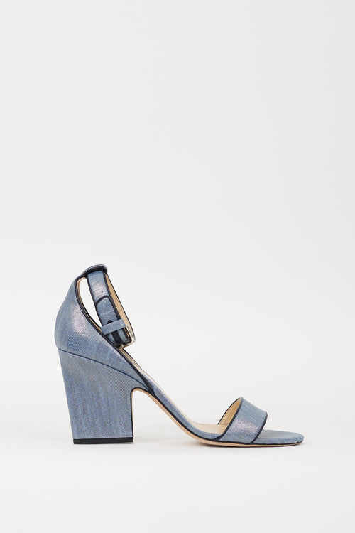 Jimmy Choo Blue Sparkly Denim Edina Sandal