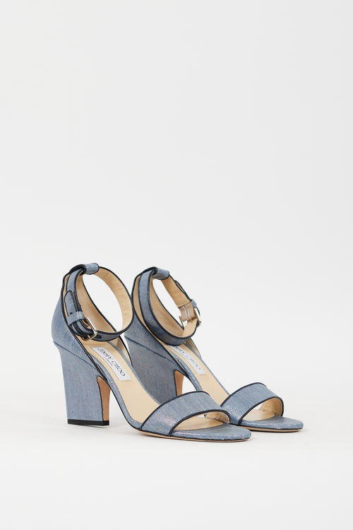 Jimmy Choo Blue Sparkly Denim Edina Sandal