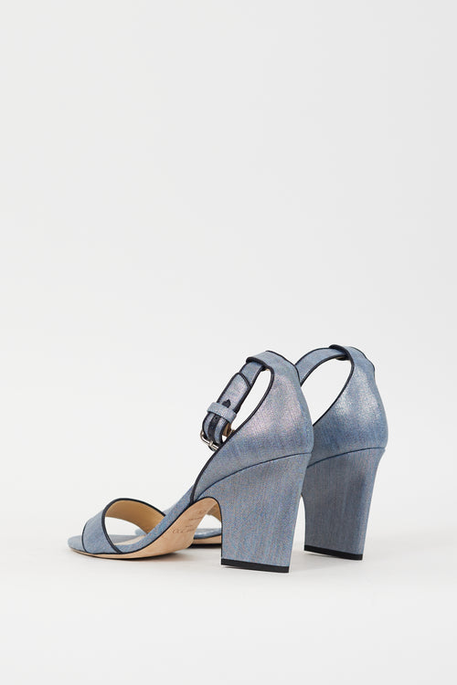 Jimmy Choo Blue Sparkly Denim Edina Sandal