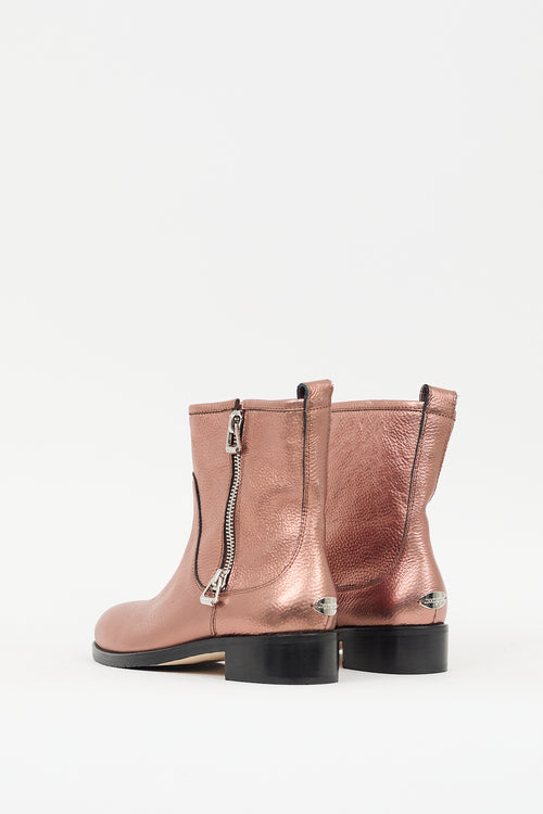 Jimmy Choo Bronze Leather Metallic Dondo Boot