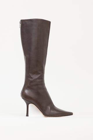 Jimmy Choo Brown Leather Agathe 85 Boot