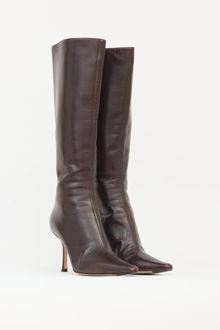 Jimmy Choo Brown Leather Agathe 85 Boot