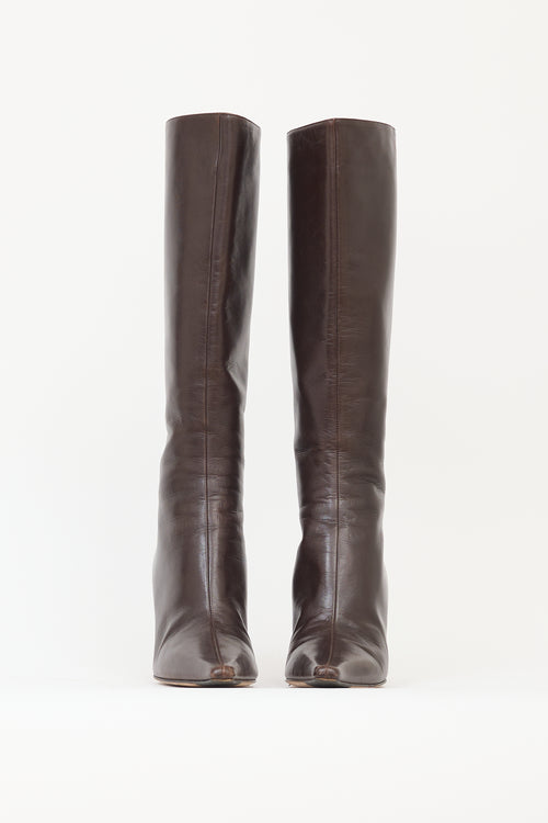 Jimmy Choo Brown Leather Agathe 85 Boot