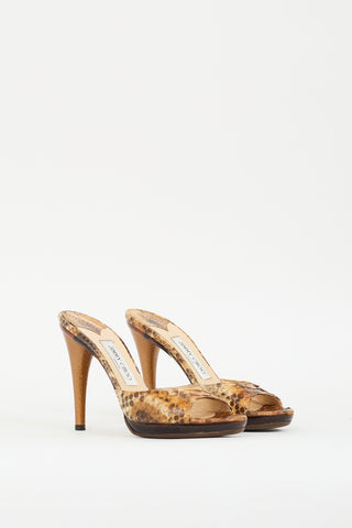 Jimmy Choo Brown Textured Leather Mule