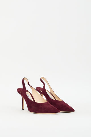 Jimmy Choo Burgundy Suede Slingback Pump