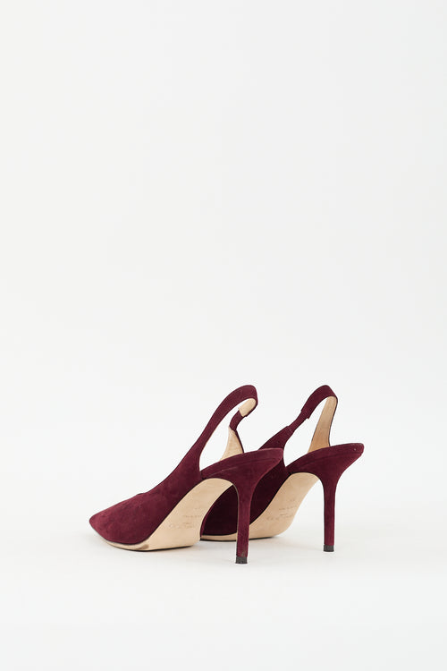 Jimmy Choo Burgundy Suede Slingback Pump