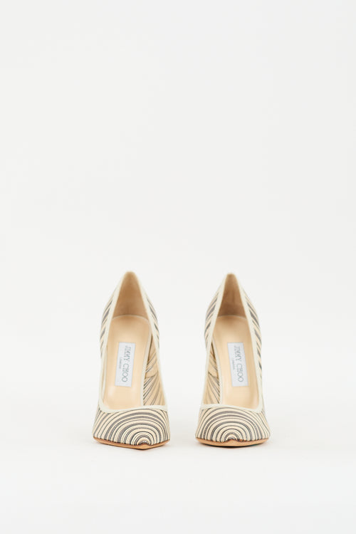 Jimmy Choo Cream 
Grey Mesh Striped Pump