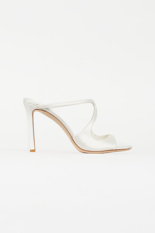 Jimmy Choo Cream Satin Anise Cut Out Satin Mule