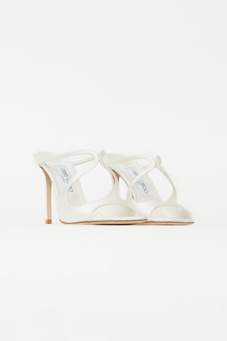 Jimmy Choo Cream Satin Anise Cut Out Satin Mule