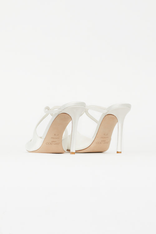 Jimmy Choo Cream Satin Anise Cut Out Satin Mule