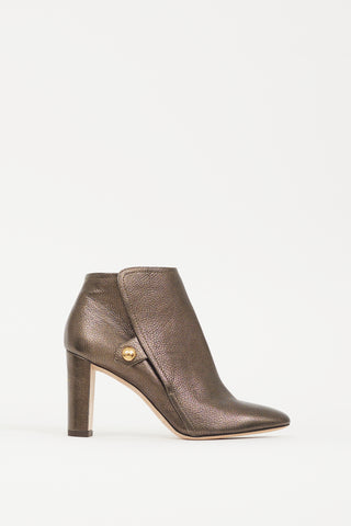 Jimmy Choo Gold Leather Medal 85 Ankle Boot