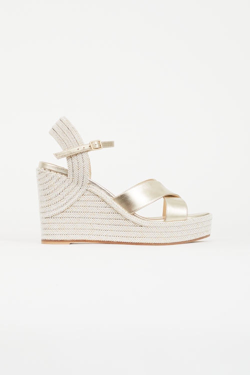 Jimmy Choo Gold Dellena 100 Rope Wedge