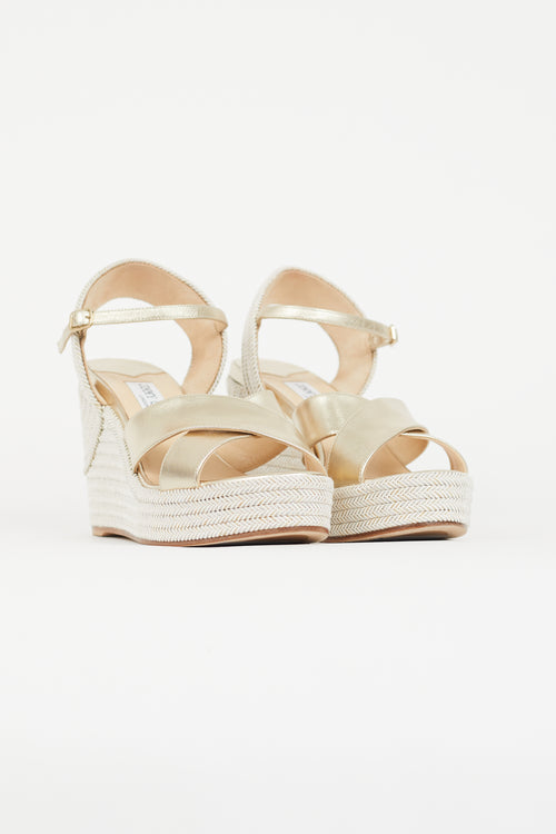 Jimmy Choo Gold Dellena 100 Rope Wedge