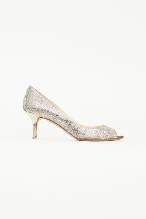 Jimmy Choo Gold Glitter Isabel Pump