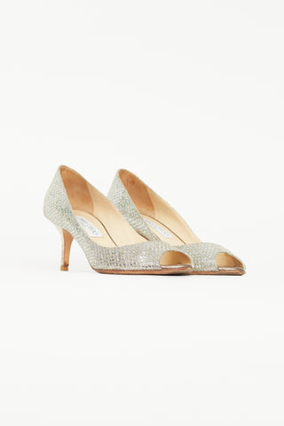 Jimmy Choo Gold Glitter Isabel Pump