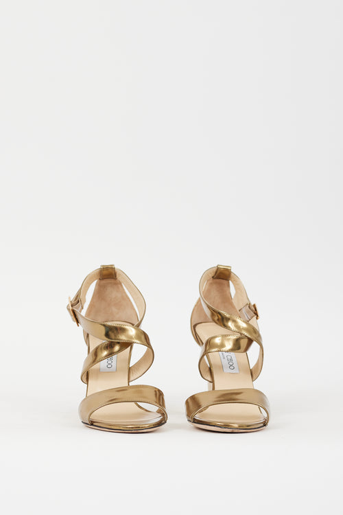 Jimmy Choo Gold Metallic Leather Fearne Wedge