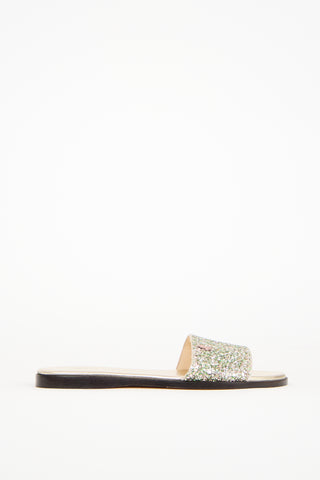 Jimmy Choo Gold 
Multicolour Glitter Minea Flat Sandal