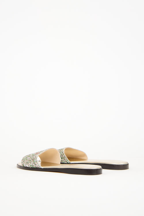 Jimmy Choo Gold 
Multicolour Glitter Minea Flat Sandal