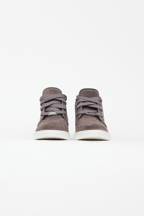 Jimmy Choo Grey Suede Mid Sneaker