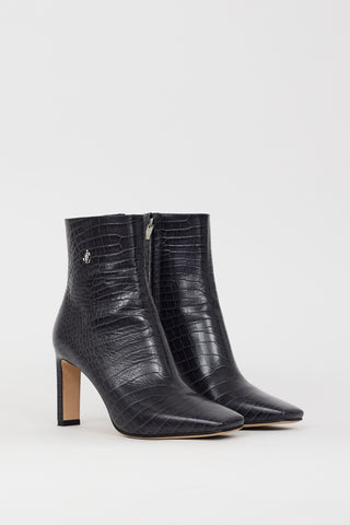 Jimmy Choo Navy Embossed Leather Minori Boot