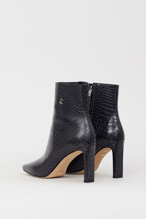 Jimmy Choo Navy Embossed Leather Minori Boot