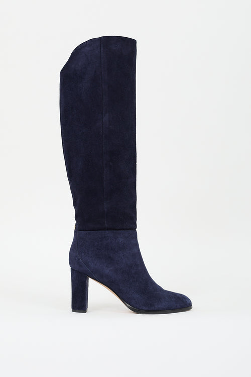 Jimmy Choo Navy Suede Madalie Boot