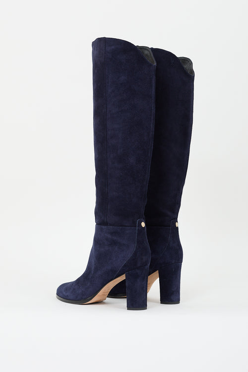 Jimmy Choo Navy Suede Madalie Boot