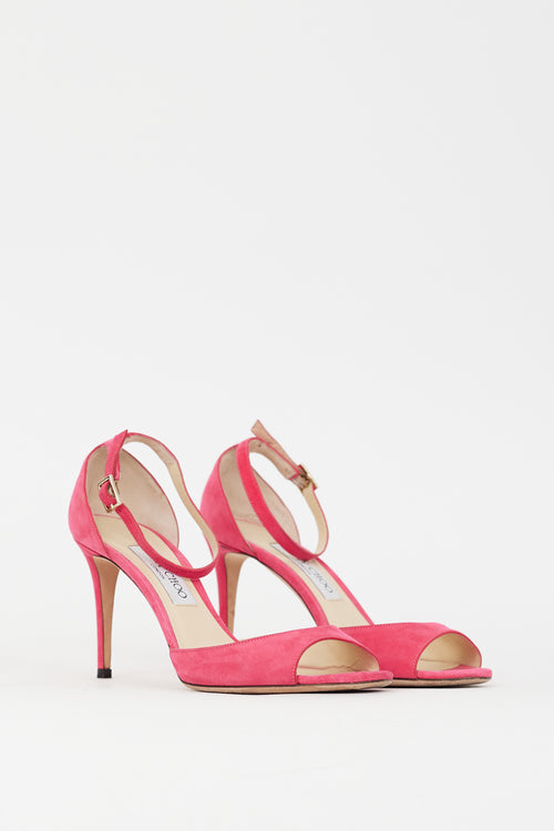 Jimmy Choo Pink Suede Heeled Sandal