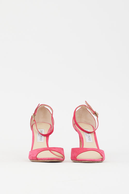 Jimmy Choo Pink Suede Heeled Sandal