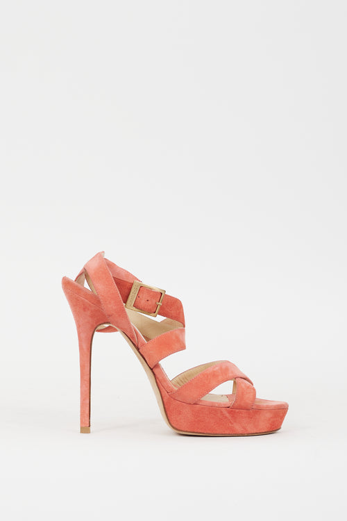 Jimmy Choo Pink Suede Vamp Platform Heel