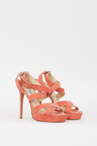 Jimmy Choo Pink Suede Vamp Platform Heel