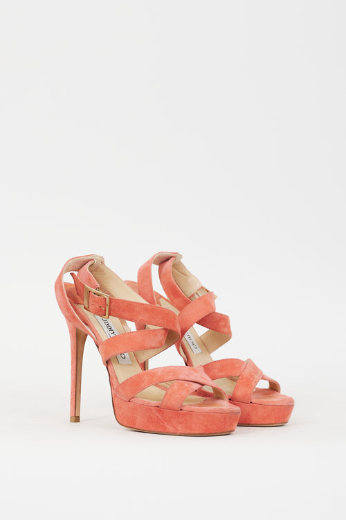 Jimmy Choo Pink Suede Vamp Platform Heel