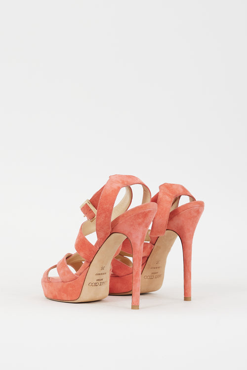 Jimmy Choo Pink Suede Vamp Platform Heel