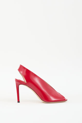 Jimmy Choo Red Leather Shar 85 Peep Toe Pump